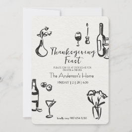 Elegant Rustic Thanksgiving Dinner Inbjudningar