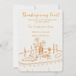 Elegant Rustic Thanksgiving Dinner Inbjudningar