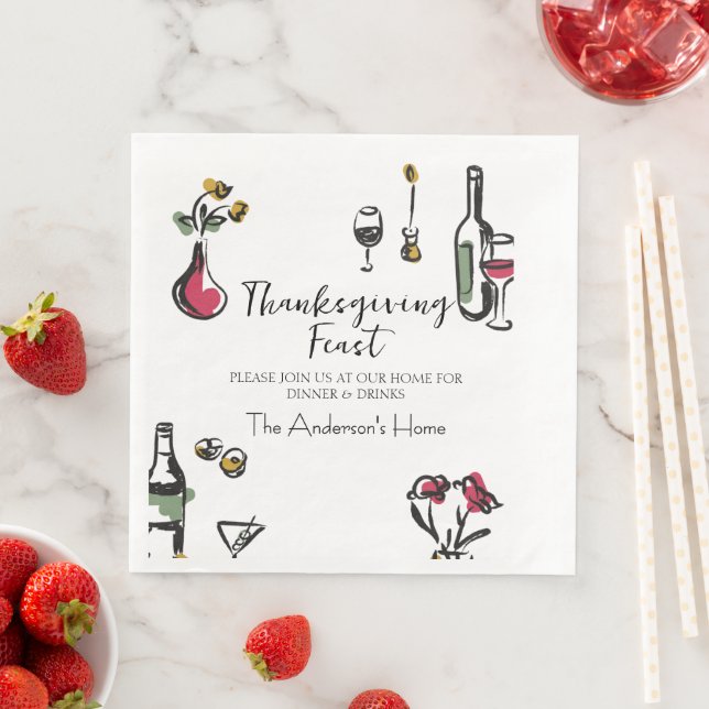 Elegant Rustic Thanksgiving Dinner Pappersservett (Insitu)