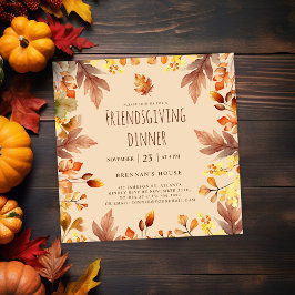 Elegant Rustic Thanksgiving Friendsgiving middag Inbjudningar