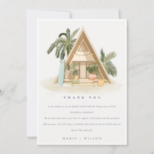 Elegant Rustic Tropical Handflatan Beach Shack Brö Tack Kort