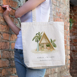 Elegant Rustic Tropical Handflatan Beach Shack Brö Tygkasse