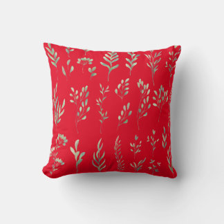Elegant Rustic vår foliage red dekorativ kudde