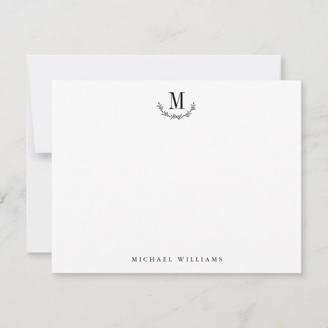 Elegant Rustic Vild Forest Monogram Stationery Anteckningskort (Framsida)