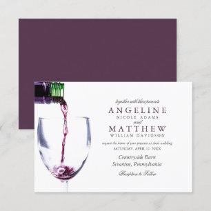 Elegant Rustic Vineyard och Vin Glass Bröllop Card Inbjudningar
