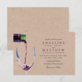 Elegant Rustic Vineyard och Vin Glass Bröllop Card Inbjudningar