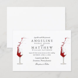 Elegant Rustic Vineyard & Vin Glass Bröllop Card Inbjudningar