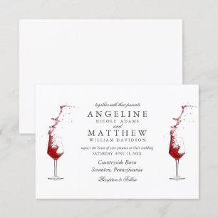 Elegant Rustic Vineyard & Vin Glass Bröllop Card Inbjudningar