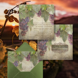 Elegant Rustic Vineyard Winery Fall Par Shower Inbjudningar