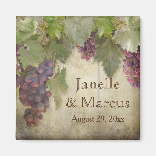 Elegant Rustic Vineyard Winery Fall Save Date Magnet (Framsidan)