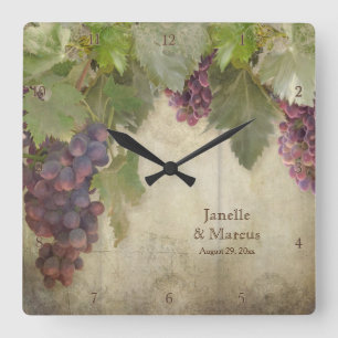 Elegant Rustic Vineyard Winery Fall Wedding Gift Fyrkantig Klocka
