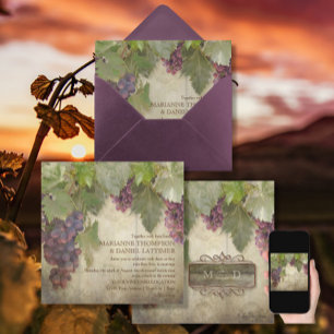 Elegant Rustic Vineyard Winery Fall Wedding Inbjudningar