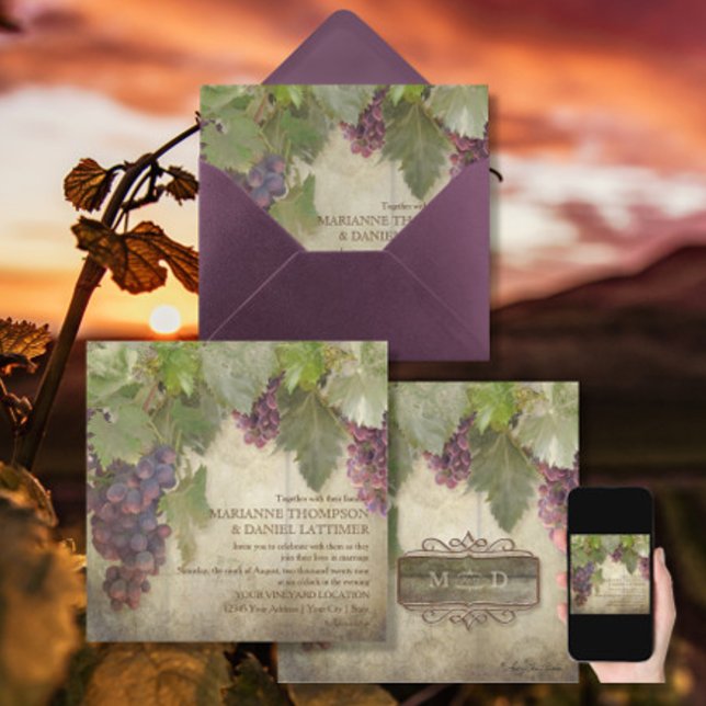 Elegant Rustic Vineyard Winery Fall Wedding Inbjudningar (Skapare uppladdad)