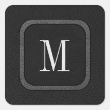 Elegant Rustic Vintage Black Leather Chic Monogram