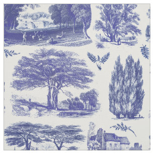 Elegant Rustic Vintage Blue Land Toile Tyg
