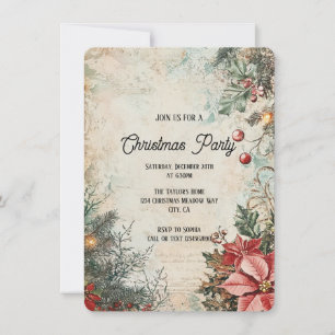 Elegant Rustic Vintage jul Party Inbjudningar