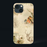 Elegant Rustic Vintage jul Woodland Collage<br><div class="desc">Vinterskog med skog med stor rustik vintage och med graverad stuga,  gräs,  text,  skript,  vykortsgrafik och söta kapningsrobiner på åldras med svår sepiatbakgrund.</div>