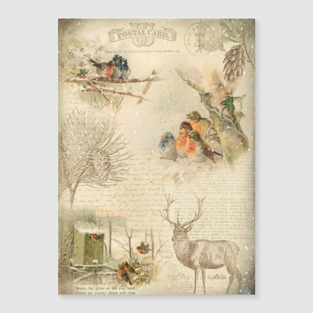 Elegant Rustic Vintage jul Woodland Collage (Framsida)