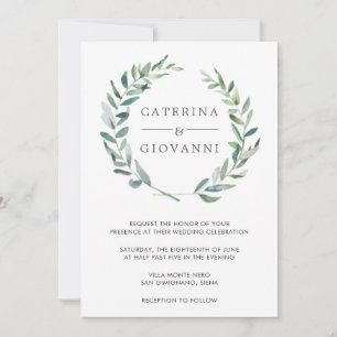 Elegant Rustic WAN Greenery Bröllop Inbjudningar