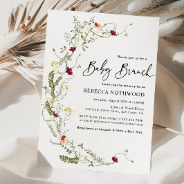 Elegant Rustic WAN Wildblomma Baby Brunch Inbjudningar