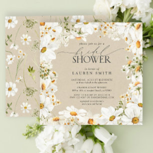 Elegant Rustic Watercolor Daisy Möhippa Inbjudningar