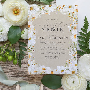 Elegant Rustic Watercolor Daisy Möhippa Inbjudningar