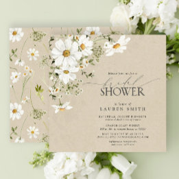 Elegant Rustic Watercolor Daisy Möhippa Inbjudningar