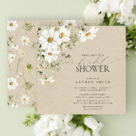 Elegant Rustic Watercolor Daisy Möhippa Inbjudningar