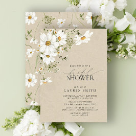 Elegant Rustic Watercolor Daisy Möhippa Inbjudningar