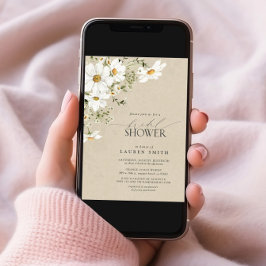 Elegant Rustic Watercolor Daisy Möhippa Inbjudningar