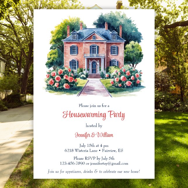 Elegant Rustic Watercolor Houseuppvärmning Party Inbjudningar (Skapare uppladdad)
