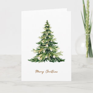 Elegant Rustic Watercolor Julgran Helgdag Kort