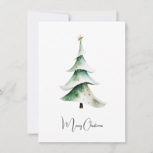 Elegant Rustic Watercolor Julgran Julkort