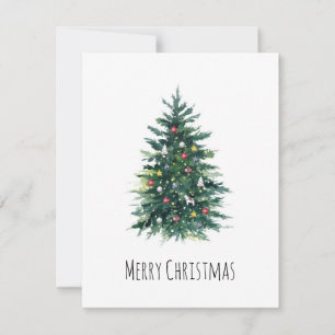 Elegant Rustic Watercolor Julgran Julkort