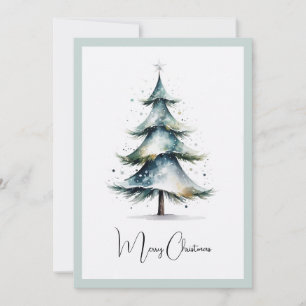 Elegant Rustic Watercolor Julgran Julkort