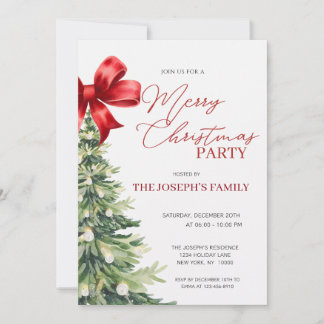 Elegant Rustic Watercolor Julgran Party Inbjudningar
