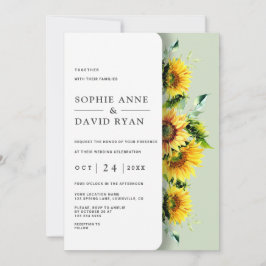 Elegant Rustic Watercolor Solblommor Bröllop Inbjudningar