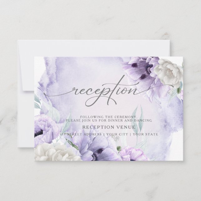 Elegant Rustic Watercolor Violet Poppies Inbjudningar (Framsida)