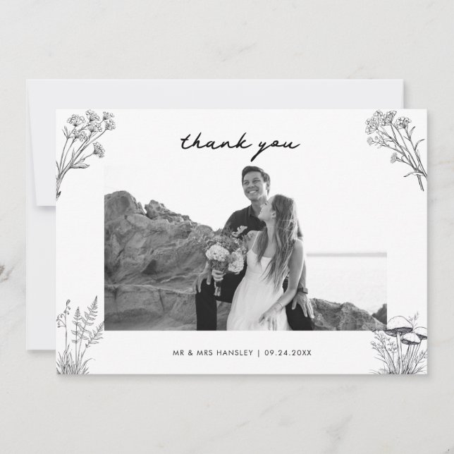 Elegant Rustic Wedding Photo Tack Kort (Framsida)