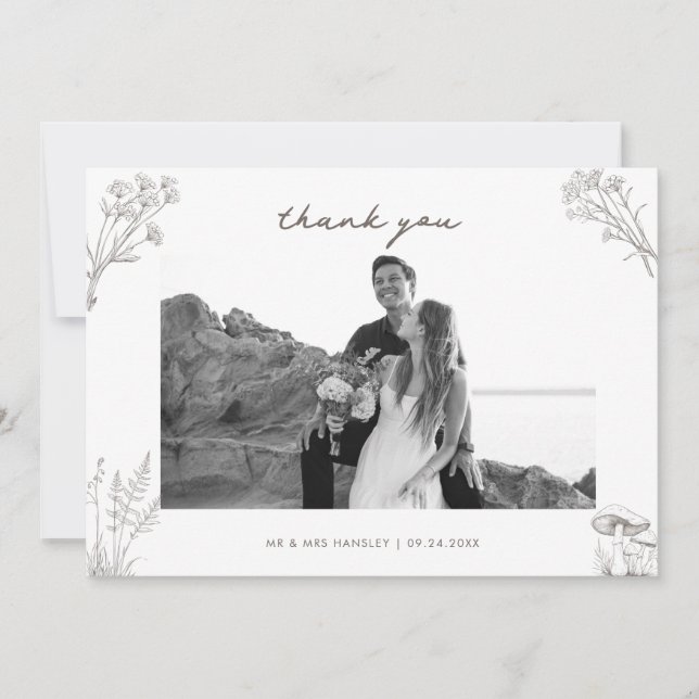 Elegant Rustic Wedding Photo Tack Kort (Framsida)