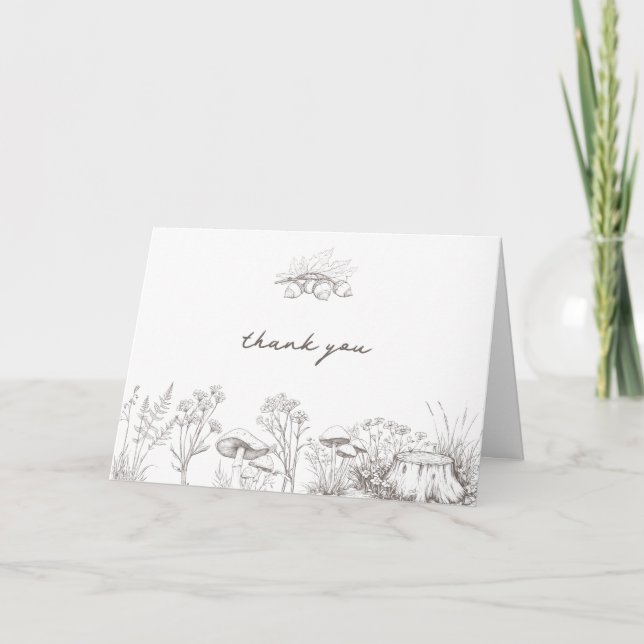 Elegant Rustic Wedding Woodland Forest Botanical Tack Kort (Framsida)