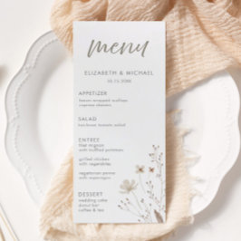 Elegant Rustic WildblomBlommigt Bröllop Menu Meny