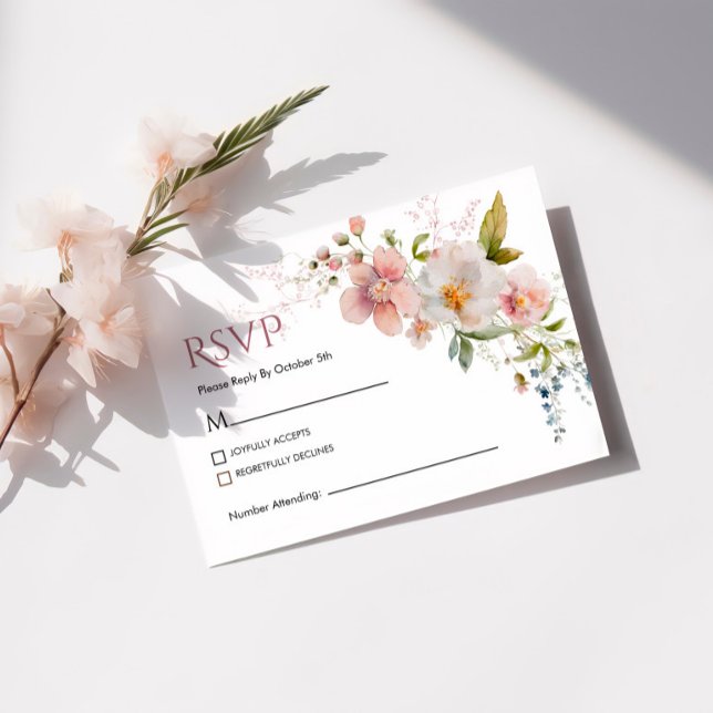 Elegant Rustic Wildblomma Bröllop OSA Card (Skapare uppladdad)