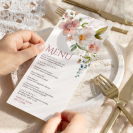 Elegant Rustic Wildblomme Bröllop Menu Meny