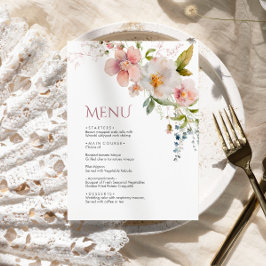 Elegant Rustic Wildblomme Bröllop Menu Meny