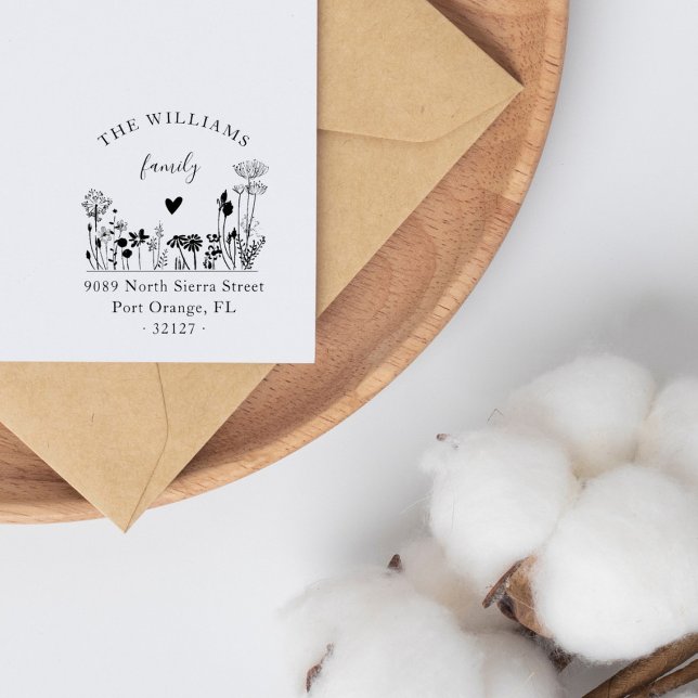 Elegant Rustic WildblommFamily Returadress Stämpel (Skapare uppladdad)