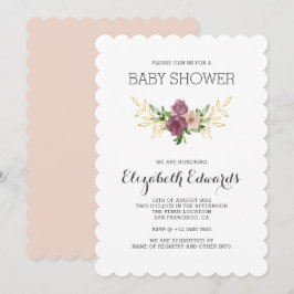 Elegant Rustic Wildblommor Watercolor Baby Shower Inbjudningar