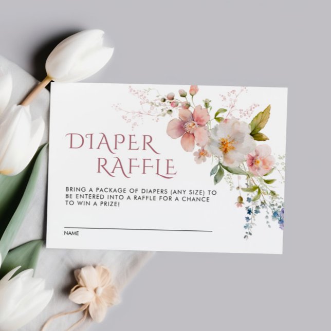 Elegant Rustic Wildwers Baby Diaper Raffle Card Tilläggskort (Skapare uppladdad)