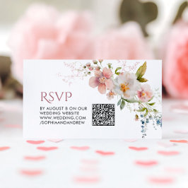 Elegant Rustic Wildwers Bröllop QR Code OSA Tilläggskort