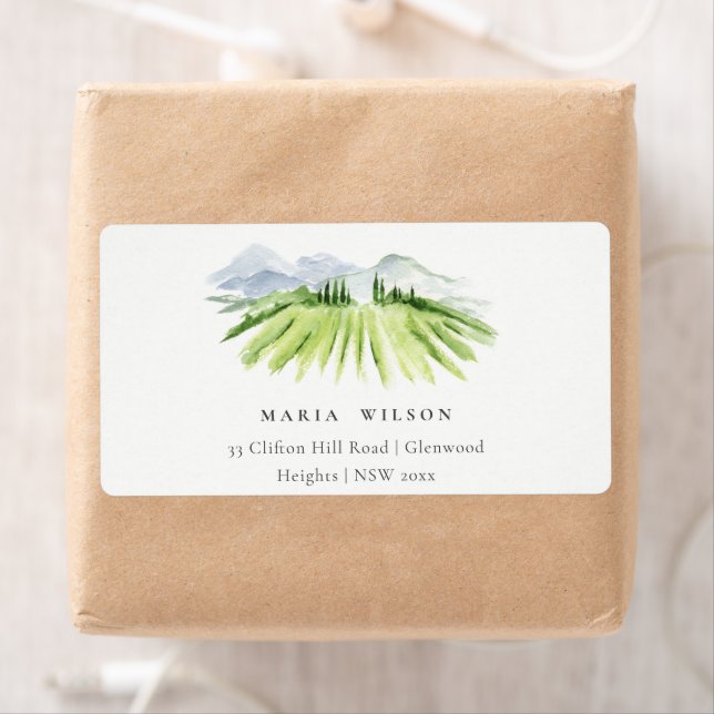 Elegant Rustic Winery Vineyard Mountain Adress Fraktsedel (Insitu)